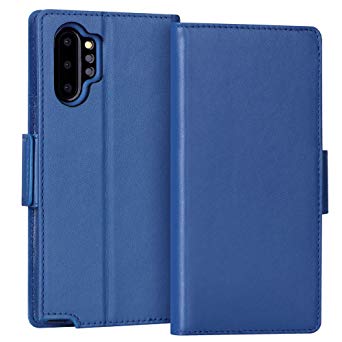 FYY Samsung Galaxy Note 10 Plus Case/Galaxy Note 10 Plus 5G Case Luxury Cowhide Genuine Leather [RFID Blocking] Wallet Case with Kickstand and Card Slots for Galaxy Note 10 Plus/Note 10 Plus 5G Navy