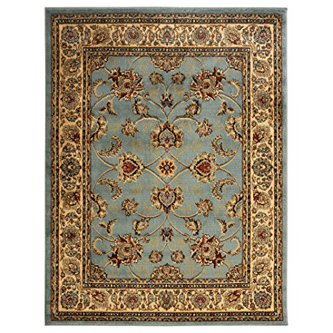 Ottomanson Royal Collection New Traditional Oriental Area Rug, 63" L x 84" W, Blue Sage