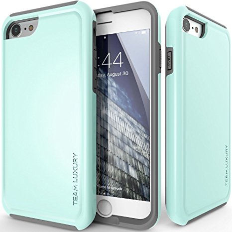 iPhone 8 Case, TEAM LUXURY Ultra Slim Defender TPU   PC [Shock Absorbent] Turquoise Premium Protective Case - for Apple iPhone 7 & iPhone 8 (Soft Mint/ Gray)