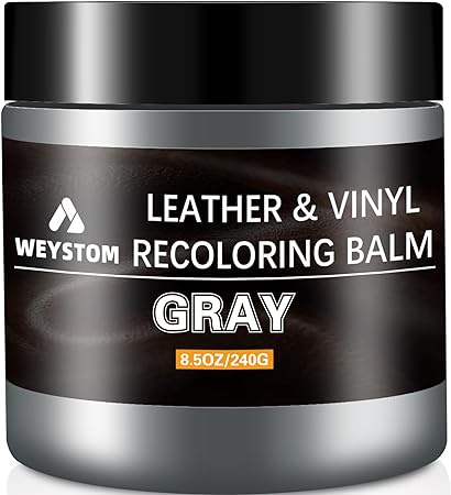 WEYSTOM Leather Recoloring Balm - Gray Leather Repair Kit for Furniture, Leather Dye, Recolor, Renew, Repair & Restore Aged, Faded, Cracked, Peeling and Scuffed Leather