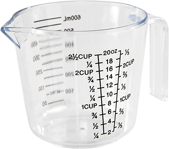 HOME-X Big Number Clear Plastic Measuring Cup with Handle and Pour Spout (2 1/2 Cups)