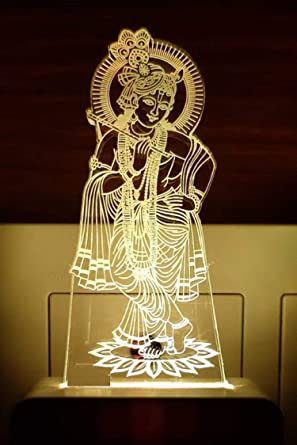 Acrylic God/Lord Baby Krishana Magic Night Lamp 3D Beautiful Illumination Automatic on/Off Smart Sensor for Bedroom with 7 Color LED Changing Light Night Lamp��(12 cm, White) (17)