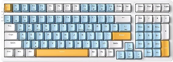 Merdia Wireless Mechanical Keyboard, Triple Mode 2.4G/USB-C/BT Gaming Keyboard 100 Keys Ice-Blue Backlit, Red Switch Keyboard | Rechargeable Keyboard | Mechanical Gaming Keyboard | Ice Blue/W/Y
