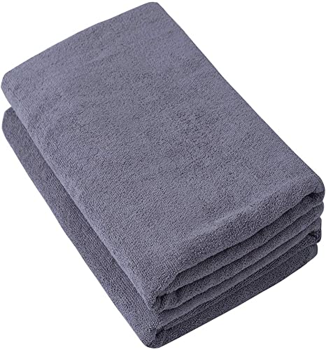 Puomue Microfiber Bath Towels – Super Absorbent, Soft, Fast Drying and Oversized Bath Lines - 2 Pack (30 x 60 Inch) - Multipurpose for Travel, Sports, Spa, Grey