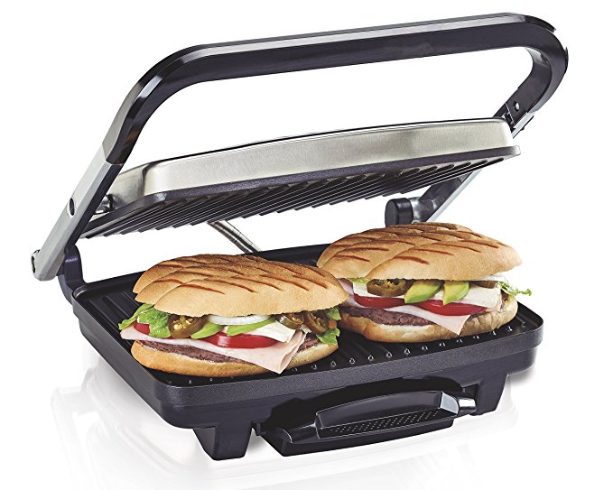 Hamilton Beach (25410) Panini Press, Sandwich Maker & Grill, Electric, 95" Cooking Surface, Stainless Steel