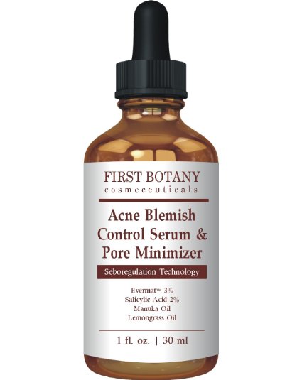 First Botany Cosmeceuticals Acne Blemish Control Serum and Pore Minimizer 1 fl oz - Best Acne Treatment and Anti Acne Serum Visibly Reduces Blemishes and Pore Reducer