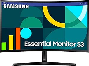 SAMSUNG 27" Essential S3 (S36GD) Series FHD 1800R Curved Computer Monitor, 100Hz, Game Mode, Advanced Eye Comfort, HDMI and D-sub Ports, LS27D366GANXZA, 2024