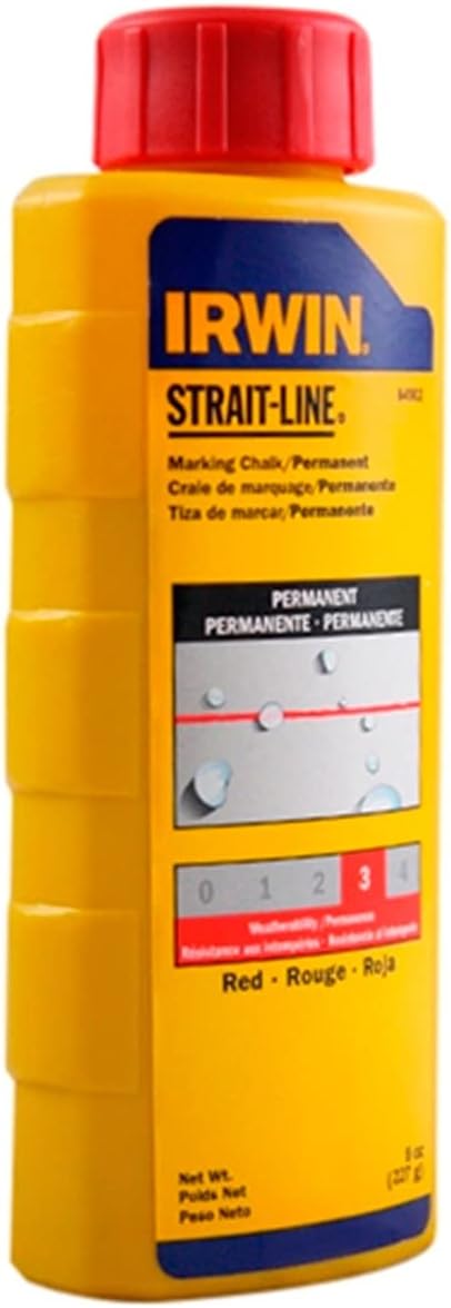 IRWIN Tools STRAIT-LINE 64902 Permanent Marking Chalk, 8-ounce, Red (64902)