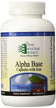 Ortho Molecular Products Alpha Base Capsules with Iron, 240 Count