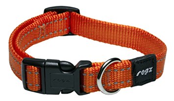 Rogz Utility Medium 5/8" Snake Side-Release Reflective Dog Collar, Orange