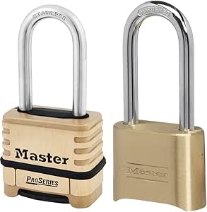 Master Lock 1175LHSS ProSeries Set Your Own Combination Lock, 2-1/4" Wide, Brass & Combination Lock, Indoor and Outdoor Padlock, Set Your Own Combination Lock