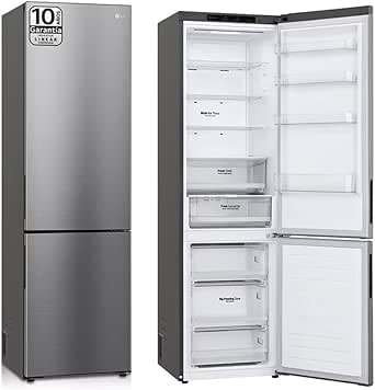 LG GBP62PZNAC Kühl-Gefrierkombination, 60 cm breit, 340L, Frostfrei, Multi-Airflow, Nullzone, Schnellkühlen, Schnellgefrieren, Platinum Silver