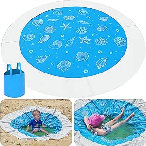 6.5 x 6.5 Feet Baby Beach Pool-Kiddie Pool and Beach Blanket-2 in 1 Toddler Paddling Pool-Beach Toys for Infant Kids Boys and Girls