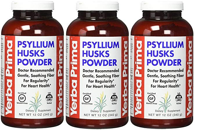 Yerba Prima Psyllium Husks Powder - For Promoting Regularity & Supports Heart Health, 12 oz (Pack of 3)