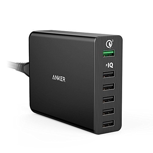 [Quick Charge 3.0] Anker 60W 6-Port USB Charging Hub (Quick Charge 2.0 Compatible) PowerPort  6 with PowerIQ for Galaxy S7 / S6 / Edge / Plus, Note 4 / 5, Nexus 6, LG G5 V10, iPhone SE / 6s / 6 & More – Black