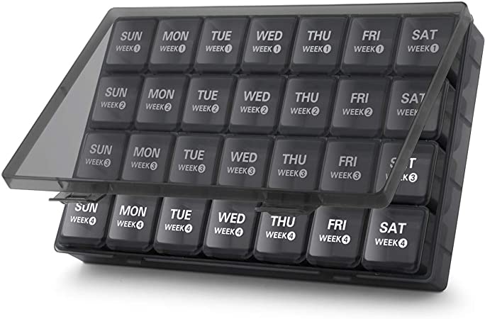 Large Monthly Pill Organizer 28 Day Pill Box Organizerd by Week, TookMag Large 4 Weeks One Month Pill Cases with Dust-Proof Box for Pills/Vitamin/Fish Oil/Supplements