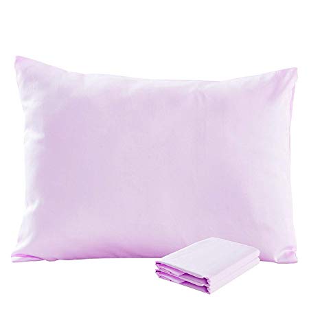 100% Cotton Sateen Toddler Pillowcases Set of 2, Soft and Cozy, 13"x 18", Light Purple by NTBAY