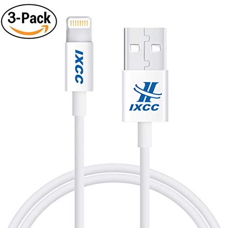 MFi Lightning Cable 3ft, iPhone charger, for iPhone X, 8, 8 Plus, 7, 7 Plus, 6s, 6s Plus, 6, 6 Plus, SE 5s 5c 5, iPad Air 2 Pro, iPad mini 2 3 4, iPad 4th Gen [Apple MFi Certified](3Pack White)