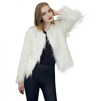 Perman Womens Winter Warm Faux Fur Short Coat Jacket Parka Outerwear Tops
