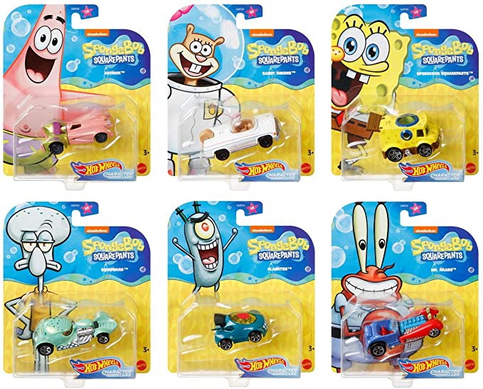 Underwater Wheels Spongebob Character Squarepants 6-Pack Car Bundle   Spongebob Yellow Bubble Van / Patrick Star / Squidward / Mr. Krabs / Plankton / Sandy Cheeks Racer Die-Cast 6 Items Bundle