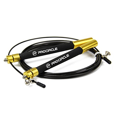 PROCIRCLE Speed Jump Rope - Aluminum - Adjustable With Ball Bearing - Workout for Double Unders, Cross Fitness, Exercise, WOD, Outdoor, MMA & Boxing Training