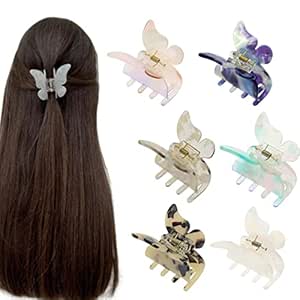 6 Pack Acetate Butterfly Hair Claw Clips 2.3 inch Jaw Clips Girls Butterfly Hair Clips Hair Accessories for Girls and Women