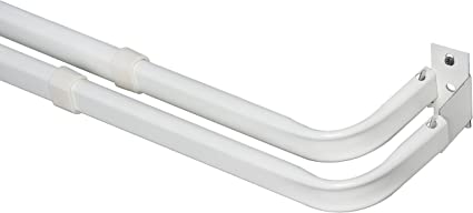 Kenney KN522 Double Curtain Rod, 48 to 86", White