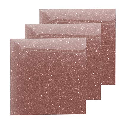 Glitter Heat Transfer Vinyl Rose Gold Sheets, HTV Vinyl Bundle Iron on for T Shirts, Fabric, Clothing - 10" x 10" - 3 Pcs Work with Cricut, Silhouette Cameo and Other Cutter Machines