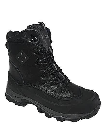 LB Men's Leather Insulated Waterproof construction Rubber Sole Winter Snow Skii Boots
