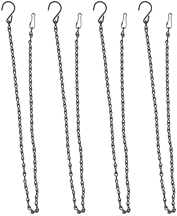 4 Pack 35 Inches Hanging Chains, Garden Plant Hangers, for Bird Feeders, Billboards, Chalkboards, Planters, Lanterns, Wind Chimes and Decorative Ornaments (Black)