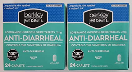 Berkley Jensen Anti-Diarrheal Medicine Loperamide Hydrochloride Tablets 2 mg - 2 Pack