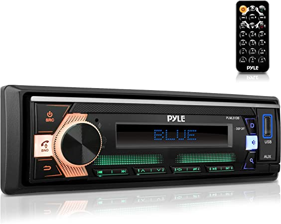 PyleUsa 300-Watt Stereo Receiver Power Amplifier - AM/FM/MP3/USB/AUX Stereo Receiver, Single DIN, Bluetooth Compatible, 25 Band EQ, Balance, Fader LCD Display with Remote Control (Black) - PLML51DB