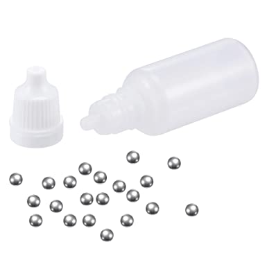 uxcell 300pcs 5.5mm 304 Stainless Steel Balls with 30pcs 15ml PE Dropper Bottles for Model Paint