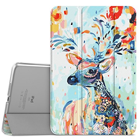 MoKo Case for iPad Mini 4 - Ultra Slim Lightweight Smart-shell Stand Cover with Translucent Frosted Back Protector for iPad Mini 4 7.9 inch 2015 Release Tablet, Christmas Deer (with Auto Wake / Sleep)