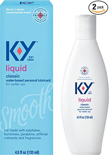 K-Y Liquid Lube, Personal Lubricant, NEW Water-Based Formula, Safe for Anal Use, Safe to Use with Latex Condoms, For Men, Women and Couples, Body Friendly 4.5 FL OZ (Pack of 2)