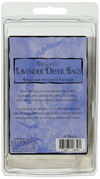 Starwest Botanicals Organic Lavender Dryer Bags, 4 Count