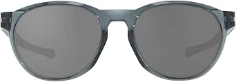 Oakley Men's OO9126F Reedmace Low Bridge Fit Round Sunglasses, Crystal Black/Prizm Black Polarized, 54 mm