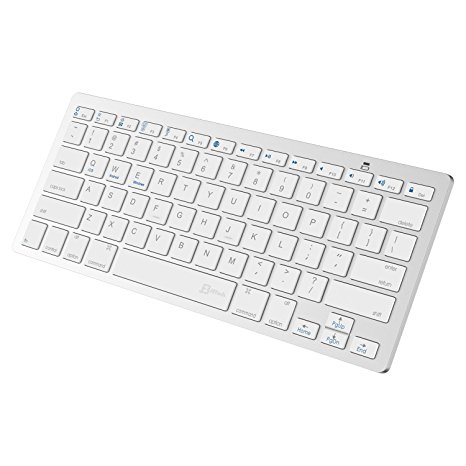 JETech Bluetooth Wireless Keyboard for iPhone, iPad Pro, iPad Air, iPad Mini, iPad 2/3/4, Galaxy Tab, Mac, Windows, and any bluetooth enabled device (White)