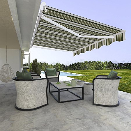 CO-Z Manual Patio Shade Retractable Deck Awning Sun Shade Shelter Canopy (10’X 7’)