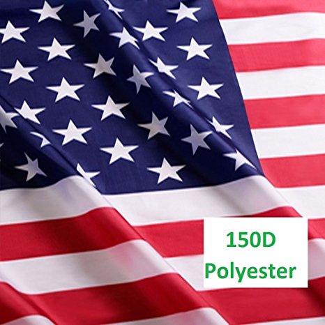 G128 - U.S. Polyester US Flag 3x5 Ft Printed Stars and Stripes Brass Grommets 150D Quality Polyester American Flag Indoor/Outdoor - Much Thicker and More Durable than 100D and 75D Polyester