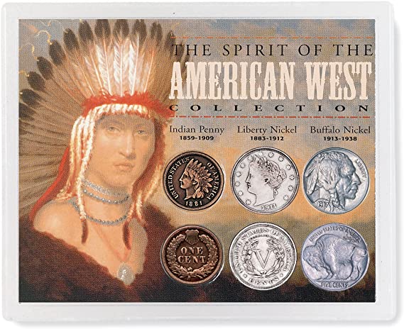 Spirit of The American West Coin Collection| Genuine United 6 Piece Coin Set Buffalo Nickels, Liberty Nickels, Indian Head Cents | Certificate of Authenticity – American Coin Treasures