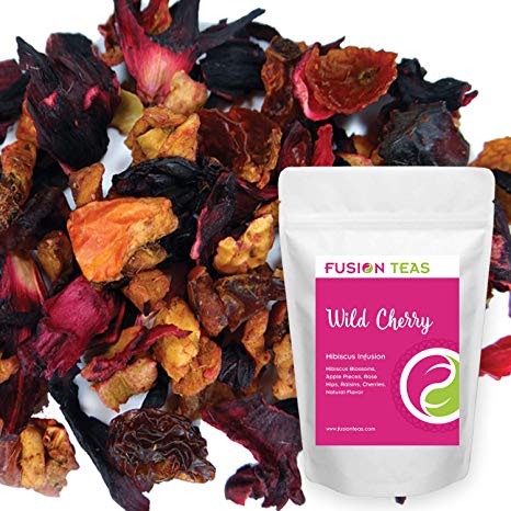 Wild Cherry Hibiscus Herbal Fruit Tea - Caffeine Free Loose Leaf Bulk Herbs and Flowers - 5 Oz Pouch