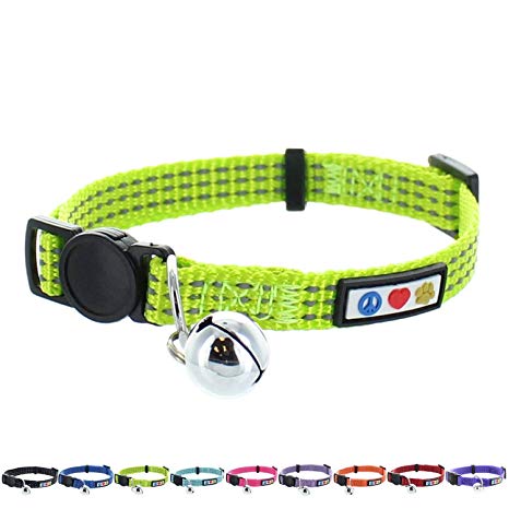 Pawtitas Reflective Cat Collar Safety Buckle Removable Bell Cat Collar Kitten Collar Cat Collar