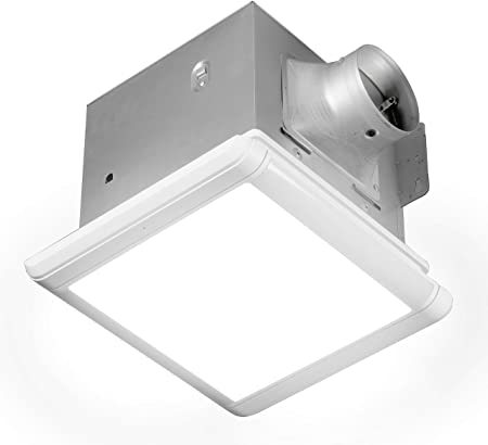 Homewerks Worldwide 7145-80V-HS Dual Speed Bathroom Exhaust Fan With Integrated Dimmable LED and Automating Humidity Sensor, 1.0-1.5 Sones 80-110 CFM, Smart Moisture White
