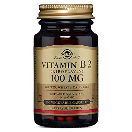 Vitamin B2 (Riboflavin) 100 mg Vegetable Capsules, 100 mg, 100 V Caps (Pack of 2)