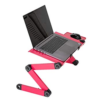 Azadx Notebook Computer Stand, Adjustable Aluminum MacBook Laptop Desk, Portable Home Use Executive Office Assembled Folding Table, Light Weight Ergonomic TV Bed Lap Tray (Rose Red, Stand)