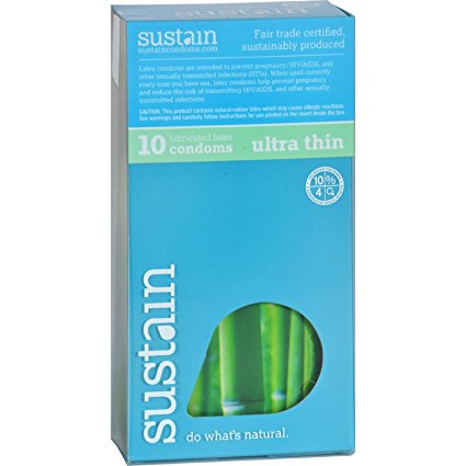 Sustain Lubricated Latex Condoms Ultra Thin - 10 Pack (Pack of 2)
