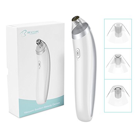 BESTOPE Pore Cleanser Vacuum Suction Blackhead Remover Tool with 4 Replaceable Beauty Heads, Portable Facial Skin Cleanser Set for Dead Skin Removal, face Massage