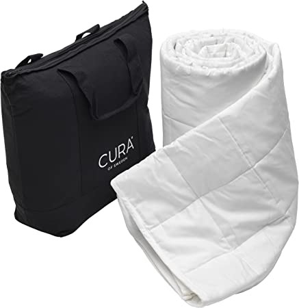 CURA Pearl Classic 135x200 9kg Premium Cotton Weighted Blanket — Heavy Weighted Duvet — Insomnia Stress Anxiety Relief, White