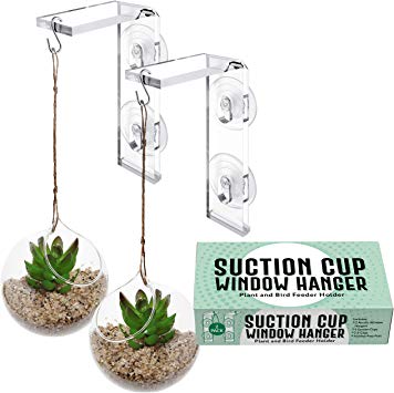 2-Pack Suction Cup Window Hanger – Hang Plants Indoors or Outdoors, Convenient Window Hanger for Bird Feeders,, Ornaments and Wind Chimes - Strong Suction Cups, Made From Weather-Resistant Acrylic